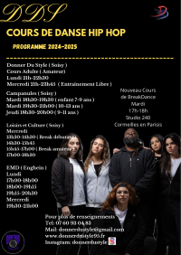 Affiche des cours de danse Hip Hop